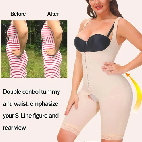 Miniatura 4 de RRXO Fajas Colombianas - Body moldeador de cuerpo para mujer con control de abdomen faja completa con busto abierto