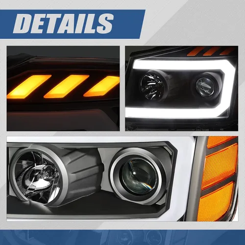 Miniatura 4 de Auto Dynasty Conjunto de faros LED DRL compatibles con Nissan Titan Armada 2004-2015, faros delanteros 3D DRL del lado del conductor y del pasajero
