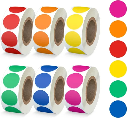 Miniatura 12 de Misofuki 4000 PCS Calcomanías de Precio de Venta de Garaje de 3/4" en Rollos para Oficina Aula Estudiante, 8 Colores Calcomanías de Precio de Venta