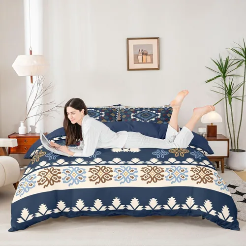 Miniatura 3 de jejeloiu Southwestern - Juego de ropa de cama tamaño individual, diseño geométrico para niños, adolescentes, decoración tribal, juego de funda
