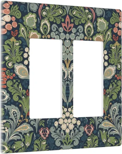 Miniatura 2 de William Morris Floral Boho Azul Medianoche Azul Bohemio Flor Doble Basculante/Decora Cubiertas de Toma Decorativas 2 Gang Interruptor de Luz Retro