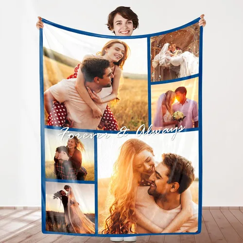 Miniatura 24 de Manta personalizada con foto, manta de collage personalizada con tu propia imagen, fabricada en Estados Unidos, regalo para ella, él, mujeres