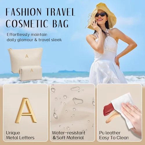 Miniatura 3 de Regalos para mujeres Juego de bolsa de maquillaje inicial para niñas, regalos personalizados para dama de honor, amiga, graduación, profesora