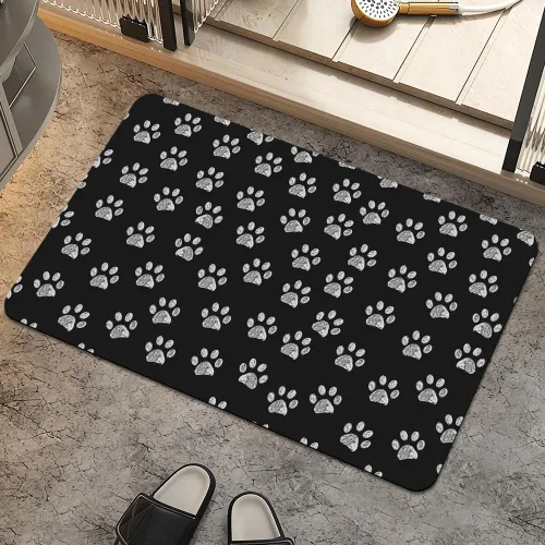 Miniatura 22 de Alfombra de baño, diseño abstracto de mármol azul y dorado, antideslizante, de secado rápido, súper absorbente, delgada, para debajo de la puerta