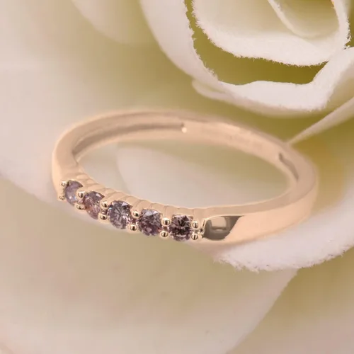 Miniatura 12 de Dazzlingrock Collection Anillo de boda redondo de 5 piedras preciosas o diamantes para mujer en oro macizo de 10 K/14 K/18 K