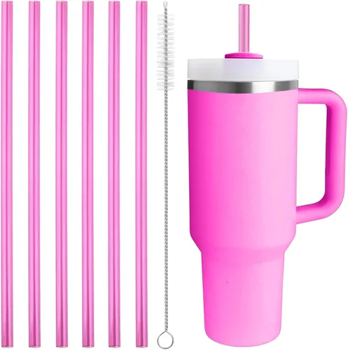 Miniatura 9 de Popote de repuesto compatible con vaso Stanley Quencher de 40 onzas, popotes de plástico reutilizables extra largos de 12 pulgadas para taza de 40