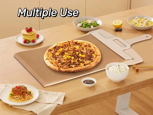 Miniatura 4 de Pala deslizante para pizza,Paleta de espátula de pizza antiadherente con mango desmontable, Deslizador de cáscara de pizza,Transferencia