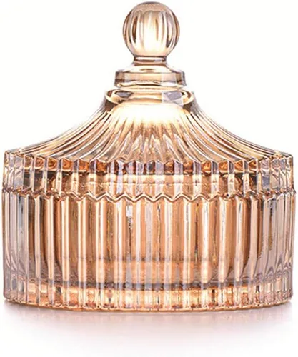 CHOOLD - Frasco de caramelos de cristal con forma de tienda de lujo y colorido con tapa, frasco de vidrio transparente para boticario, frasco para