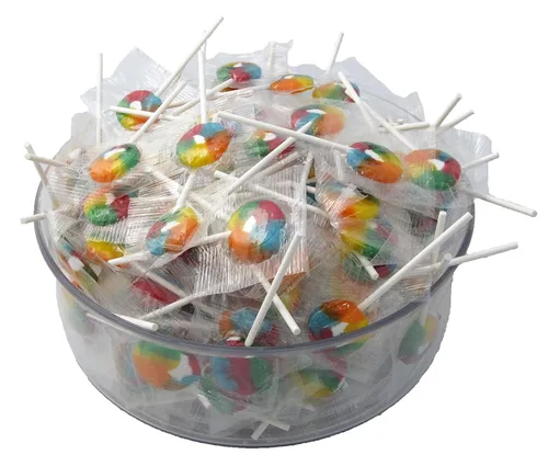 Miniatura 6 de Clown Global Brands Piruletas Rainbow Bolsa de 293 unidades Sin gluten Sabor Tutti Frutti Ideal para fiestas infantiles