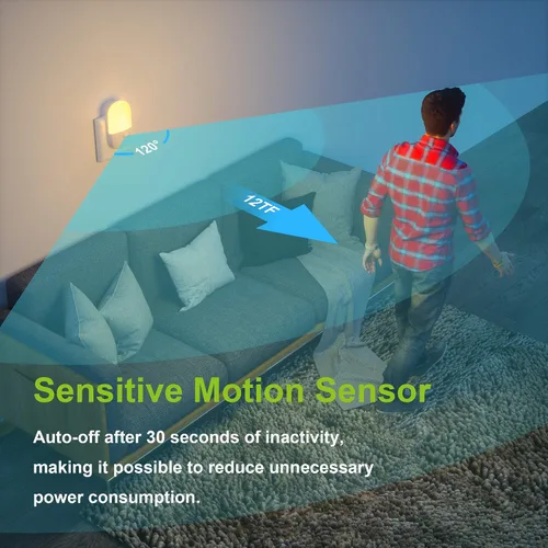 Miniatura 3 de MAZ-TEK Luz nocturna regulable con sensor de movimiento enchufable, luz nocturna LED blanca cálida suave con sensor de movimiento del atardecer al