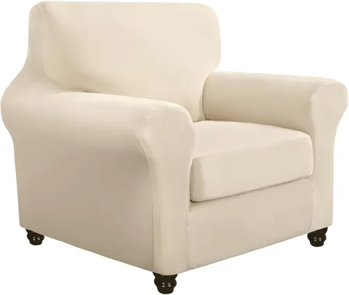 Miniatura 8 de SearchI Funda elástica para sofá, funda para sillón de 2 piezas con funda de cojín separada para silla, protector de muebles lavable para sala