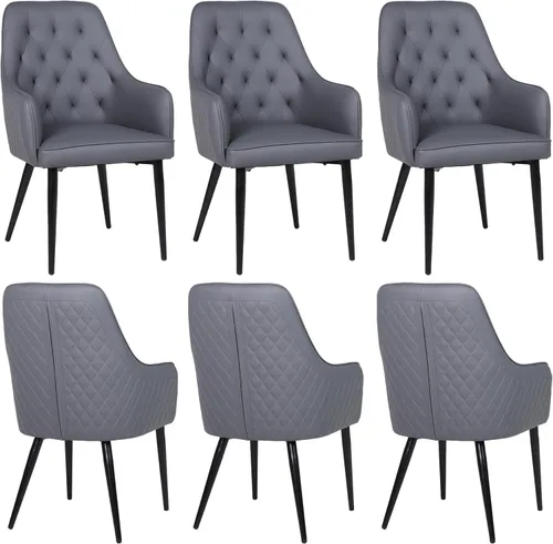 Miniatura 10 de Juego de 4 sillas de comedor modernas, tapizadas de piel sintética, sillas de comedor, silla de cocina, silla con brazo copetudo con patas de metal
