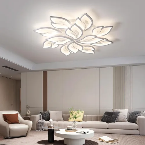 Miniatura 11 de JAYMP Lámpara de techo en forma de flor regulable moderna lámpara de techo con control remoto LED para dormitorio, sala de estar, comedor
