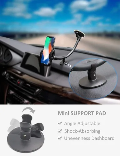 Miniatura 4 de sostén de parabrisas para teléfono celular. 12 pulgadas de largo. Soporte para teléfono celular con teclado Easy Touch para todos los celulares