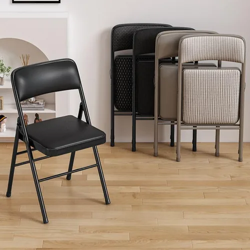Miniatura 3 de Silla de conferencia plegable sin brazos, ligera, apilable para reuniones y invitados, para oficina, recepción, uso doméstico, diseño que ahorra