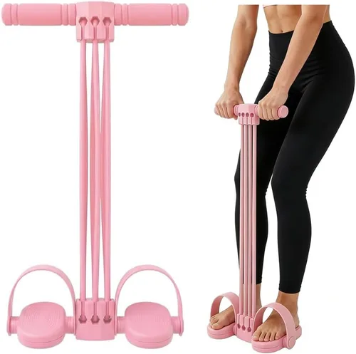 Bandas de resistencia de pedal con asas, 6 tubos de goma natural para pedal de pie, banda de resistencia para entrenamiento de estiramiento