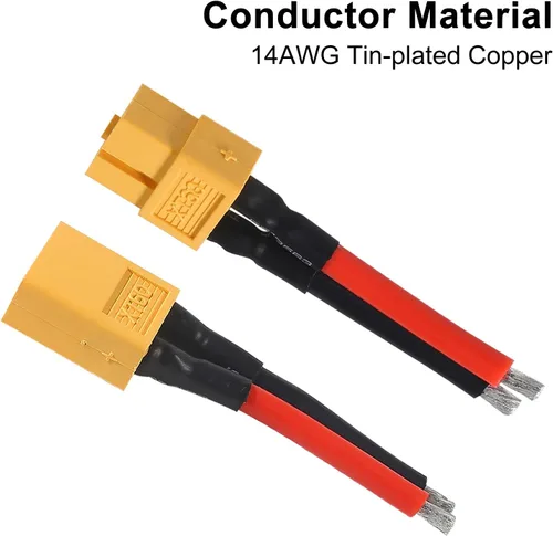 Miniatura 2 de 6 Pairs XT60 Connector 14AWG Silicon Wire Female and Male Extention Cable XT60 Plug Connector Compatible with RC Cars Boat Drone Lithium Battery