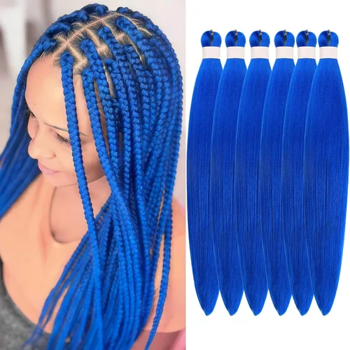 Trenzado de pelo preestirado azul hipoalergénico preestirado trenzado pelo largo Ez trenzado sintético