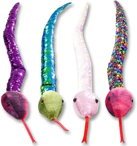 ArtCreativity Juguetes de serpiente de lentejuelas para niños, felpa con lentejuelas que cambian de color, suministros de fiesta de la selva,