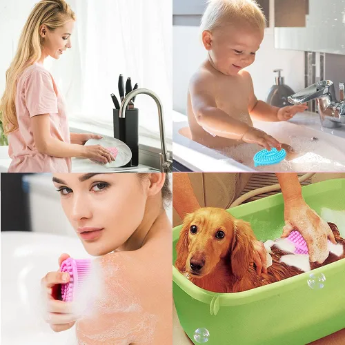 Miniatura 6 de TDHDIKE Esponja de silicona para el cuerpo, juego de 3 esponjas suaves exfoliantes para baño y ducha, cepillo para niños sensibles, mujeres