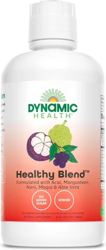 Dynamic Health Mezcla saludable con acai, mangostán, noni, maqui y aloe vera, sin aditivos, apoyo del sistema inmunológico, antioxidante, vegano,