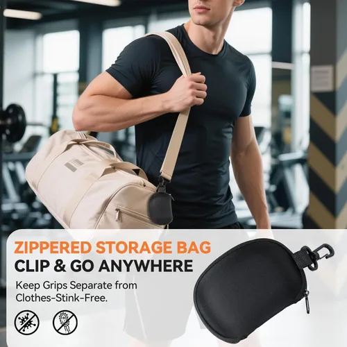 Miniatura 6 de Paquete de 2 agarres de entrenamiento, (300% fricción mejorada) guantes de goma para levantamiento de pesas con bolsa de gimnasio para hombres