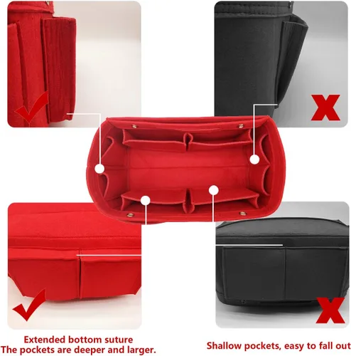 Miniatura 3 de LEXSION Organizador de fieltro para bolso – Bolsa de bolsillo múltiple en bolsa organizadora