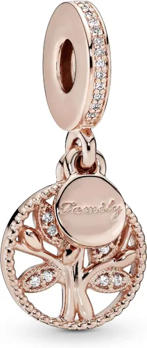PANDORA Jewelry Family Heritage - Colgante de circonita cúbica en rosa, Metal, Circonita cúbica