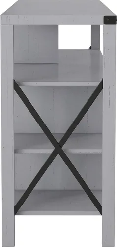 Miniatura 8 de Flash Furniture Wyatt - Mueble de TV alto y moderno de 60 pulgadas, gabinete de consola gris costero, estante central ajustable, estantes fijos