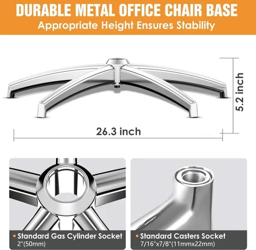 Miniatura 2 de Repuesto de base para silla de oficina (3300 libras) – Reemplazo de base de sillas de oficina de aleación resistente, patas de metal reforzadas