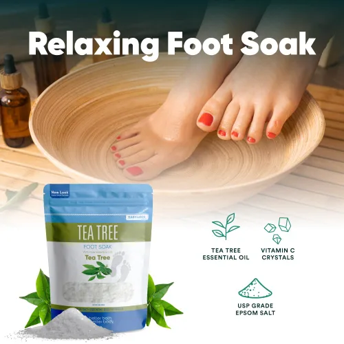 Miniatura 6 de Remoja para pies de árbol de té, 32 onzas (2 libras) de sal de Epsom de grado USP con aceite esencial de árbol de té natural más vitamina C en bolsa