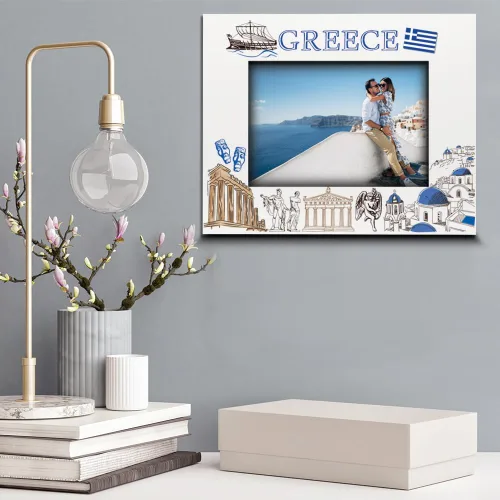 Miniatura 3 de ELLA BUSTA - Marco de fotos Grecia para boda, compromiso, luna de miel, vacaciones en Grecia, símbolos de diseño con impresión UV