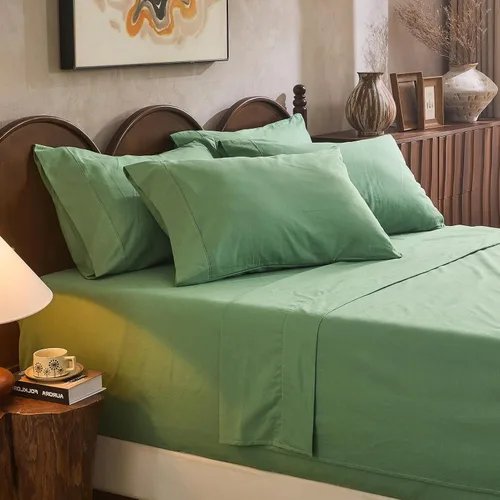 Miniatura 15 de Juego de sábanas de lino 100% tamaño King, juego de sábanas de lino transpirable y duradero de 4 piezas, ropa de cama suave para todas