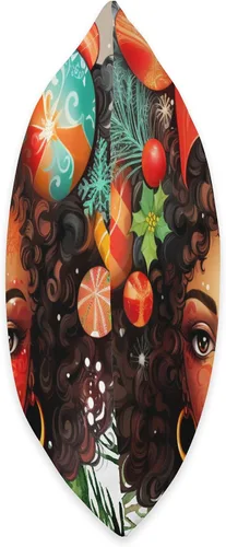 Miniatura 2 de Black women Christmas ornament melanin curly hair Melanin Christmas Queen Xmas Black Girl Magic Ornament Throw Pillow, 16x16, Multicolor