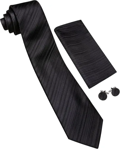 Miniatura 366 de Barry.Wang Juego de corbatas para hombre, corbata de seda a rayas, tejido a cuadros, gemelos formales, negocios, boda