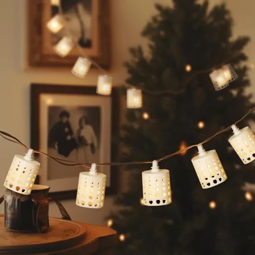 Miniatura 9 de Vigdur Guirnalda de luces tipo farol, tira de luces de estrella enchufable con 10 bombillas G40 transparentes y pantallas de plástico de estrella