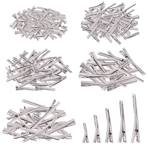 Miniatura 8 de 200 pinzas de pelo de cocodrilo de 2.95 pulgadas a granel, color plateado, pinzas para el pelo de una sola punta, para hacer lazos, hacer horquillas