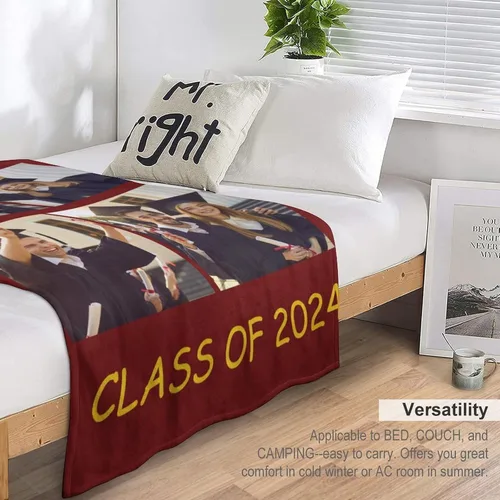 Miniatura 2 de Manta personalizada con fotos/texto, manta personalizada con imagen, regalos de graduación para la clase de 2024, regalos conmemorativos