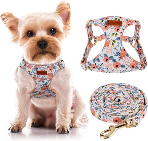 Miniatura 19 de CHEDE Arnés para Perro sin Tirones con Patrón Floral - Arnés para Perro Ligero y Suave, Arnés Ajustable para Perros Pequeños y Juego de Correa