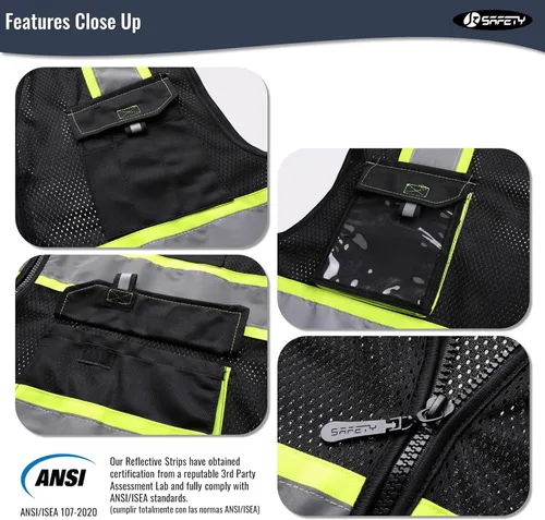Miniatura 3 de JKSafety Hi Vis Chalecos de Seguridad Reflectantes para Hombres y Mujeres Chaleco de Alta Visibilidad con Bolsillos Construcción de Tela de Malla