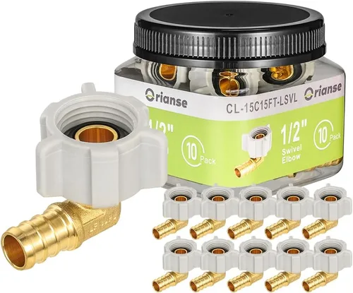 Miniatura 11 de Paquete de 2 adaptadores giratorios NPT hembra, PEX 1/2 pulgadas x 1/2 pulgadas NPSM hembra roscadas de latón accesorios PEX, puerto completo