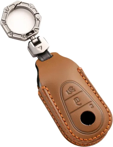 Miniatura 7 de Funda para llave inteligente Mercedes Benz 2023, funda de llavero de cuero hecha a mano, con llavero de metal para llave inteligente de clase S