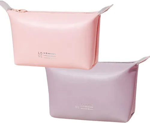 Miniatura 7 de Bolsa de maquillaje de viaje, bolsa de maquillaje de piel sintética, bolsa de cosméticos linda bolsa de maquillaje pequeña para bolso, Azul