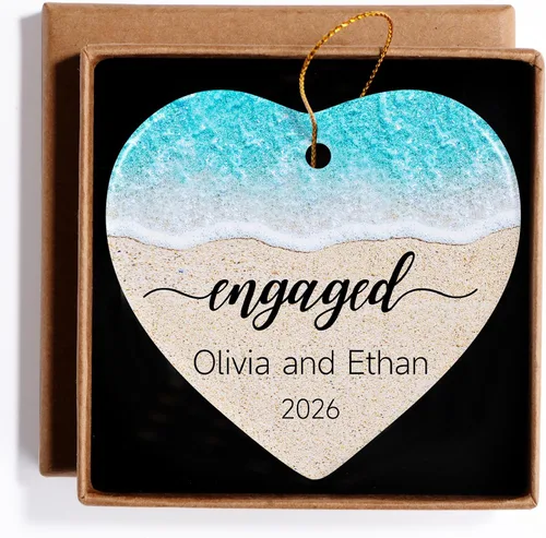 Adorno personalizado para casados de primera Navidad 2026, regalos de compromiso para parejas, adorno de boda personalizado para recién casados,