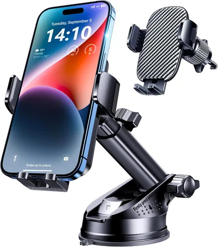 GUWEZ Soporte de teléfono para tu automóvil [base ultra fuerte de succión de grado militar] Soporte de teléfono celular 3 en 1