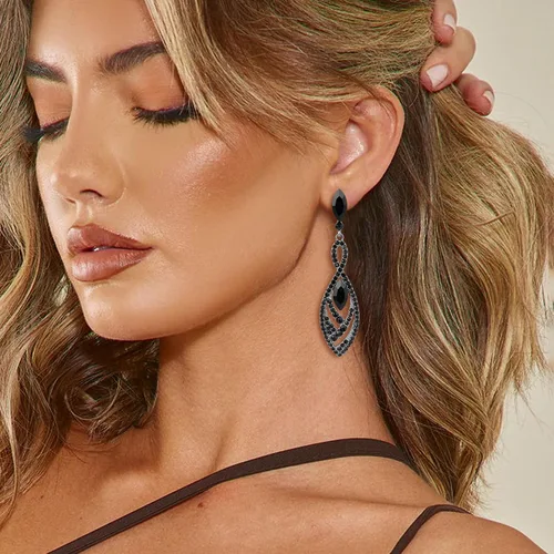 Miniatura 3 de BriLove Pendientes colgantes de cristal para mujer, diseño de lágrima con forma de lágrima