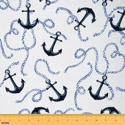 Miniatura 15 de Tela de lunares por yarda, tela de decoración de puntos redondos para suministros de costura, telas de estilo moderno y simple para tapicería y Azul