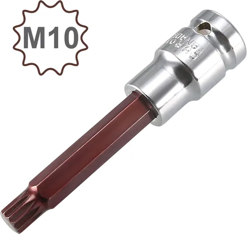 Miniatura 2 de uxcell 1/2" Drive x M10 (0.394 pulgadas) Triple Square Spline Bit Socket, S2 Brocas de acero CR-V Sockets 4" Longitud Uso con llave de trinquete