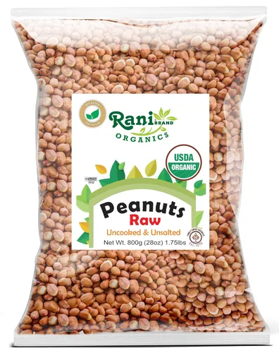 Miniatura 35 de Cacahuetes Rani, enteros crudos con piel (sin cocer, sin sal) 80 onzas (5 libras) 5.0 lbs a granel ~ Todo natural Vegano Kosher Apto