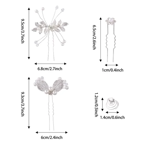 Miniatura 7 de Cinaci Paquete de 40 peines laterales para el pelo de novia con diamantes de imitación plateados brillantes y en forma de U, pasadores